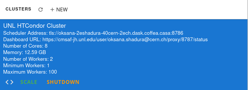 Default Dask Labextention powered cluster available Opendata Coffea-casa Analysis Facility @ T2 Nebraska